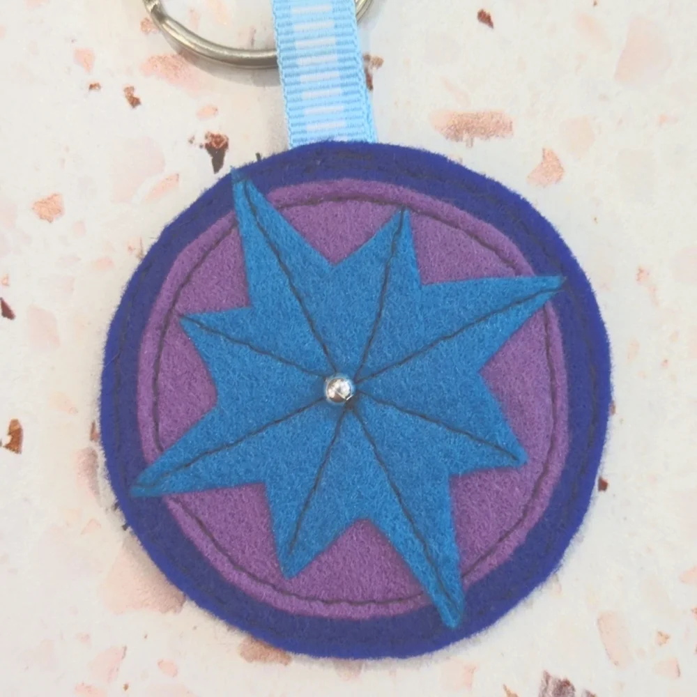 Not All Who Wander Compass Handcrafted Blue Purple Felt Key Fob | New #1